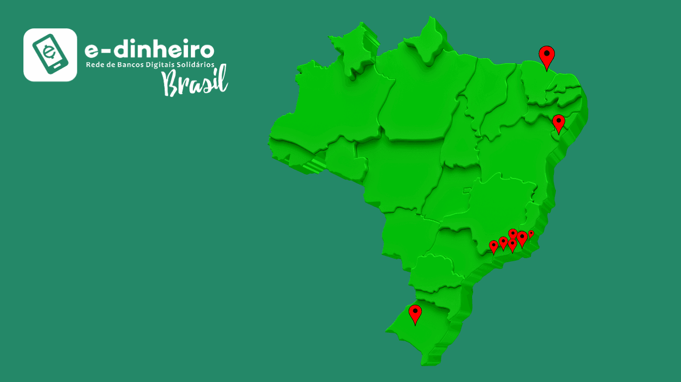 Mapa dos bancos E-Dinheiro no Brasil